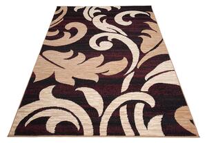 Chemex Moderní koberec Tap - listy 1 - černý/vínový Rozměr koberce: 80x150 cm