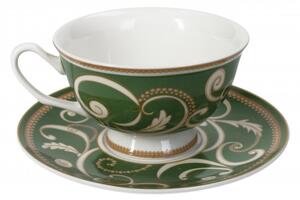 Sada 2 porcelánových šálků s podšálky 110 ml Filo D´Oro BRANDANI (barva - porcelán, zelená, zlatá, bílá)