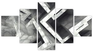 Abstraktní obraz krychlí (125x70 cm)