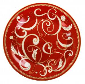 Jídelní 18-ti dílná sada talířů Filo D´Oro Rosso BRANDANI (barva - porcelán, červená, bílá, zlatá)