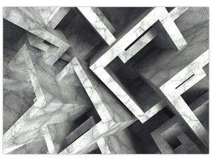 Abstraktní obraz krychlí (70x50 cm)