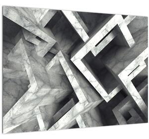 Abstraktní obraz krychlí (70x50 cm)