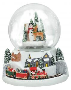 Vánoční dekorace vláčkodráha, svítící hrací skříńka a sněžítko BRANDANI (barva -červená,bílá,zelená)