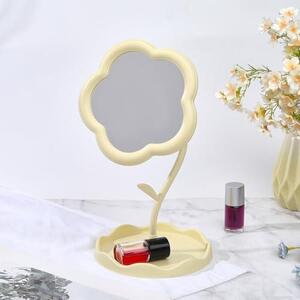 Zrcadlo na make-up ve tvaru květiny – přenosné, dekorativní stojací zrcadlo – 29,5 x 15,5 cm