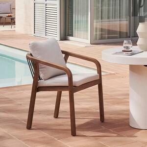 Dřevěná zahradní židle Kave Home Malaret s béžovými polštáři