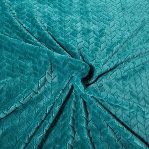 Eurofirany Hebká tyrkysová deka CINDY s reliéfním vzorem 170x210 cm