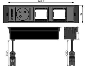 IBConnect Jednotka INBOX antracit - 3 pozice různé konfigurace Konfigurace elektrozásuvky: 2x230V + USB nab. C (60W)