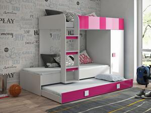 Patrová postel Tomson 2, Barva: Bílá + Ružový lesk + Bílý lesk Mirjan24 5902928926415