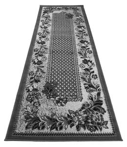 Chemex Moderní koberec Tap - mřížka a květiny 1 - šedý Rozměr koberce: 70x200 cm