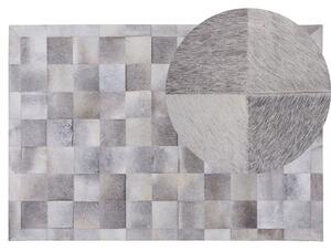 Šedý kožený patchwork koberec 140x200 cm ALACAM