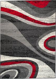 Chemex Moderní koberec Tap - vlnky 5 - šedý/červený Rozměr koberce: 80x150 cm