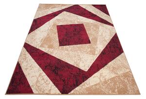 Chemex Moderní koberec Tap - čtverce 2 - krémový/červený Rozměr koberce: 80x150 cm