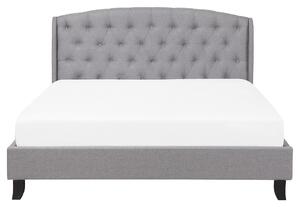 Světle šedá čalouněná postel Chesterfield 160x200 cm BORDEAUX
