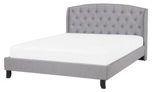 Světle šedá čalouněná postel Chesterfield 160x200 cm BORDEAUX