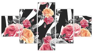 Obraz rozkvetlých růží (125x70 cm)