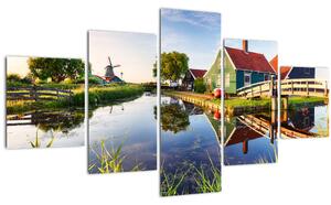 Obraz nizozemských mlýnů (125x70 cm)