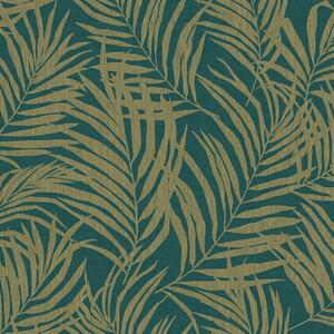 Zeleno-zlatá vliesová tapeta s listy palmy MN2014, Maison, Grandeco