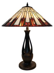 Stolní lampa Tiffany s béžovo-hnědým stínidlem Hieg - Ø 46*60 cm E27/max 2*60W