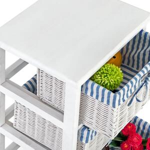 FurniGO Dřevěný regál s košíčky - bílý/modrý