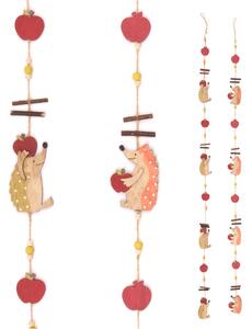 Girlanda s dřevěnou dekorací ježků, mix dvou barev Cena za 1ks KLA363