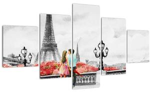 Obraz - Milenci v Paříži (125x70 cm)