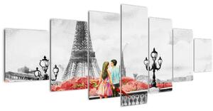 Obraz - Milenci v Paříži (210x100 cm)