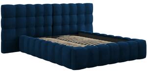 Královsky modrá sametová dvoulůžková postel MICADONI Mamaia 140 x 200 cm s úložným prostorem II