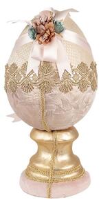 Růžová dekorace vajíčko na podstavci zdobené květy Fancy - Ø 20*38 cm - Clayre & Eef