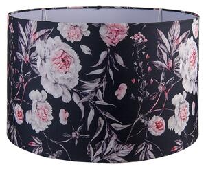Černé veliké stínidlo na lampu s růžemi Rosinné - Ø 45*28 cm / E27 - Clayre & Eef