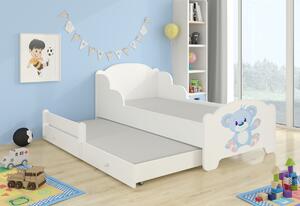 Dětská postel JONAS II, 80x160, vzor a1, modrý medvěd