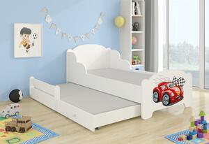 Dětská postel JONAS II, 80x160, vzor a4, auto zygzak
