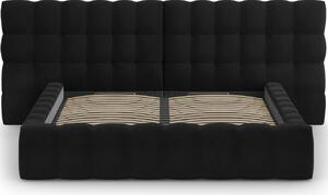 Černá sametová dvoulůžková postel MICADONI Mamaia 180 x 200 cm s úložným prostorem II