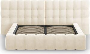 Béžová sametová dvoulůžková postel MICADONI Mamaia 180 x 200 cm s úložným prostorem II