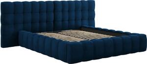 Královsky modrá sametová dvoulůžková postel MICADONI Mamaia 180 x 200 cm s úložným prostorem II