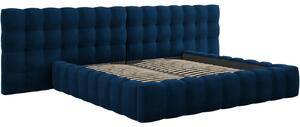 Královsky modrá sametová dvoulůžková postel MICADONI Mamaia 200 x 200 cm s úložným prostorem II