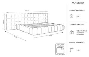Šedá sametová dvoulůžková postel MICADONI Mamaia 200 x 200 cm s úložným prostorem II