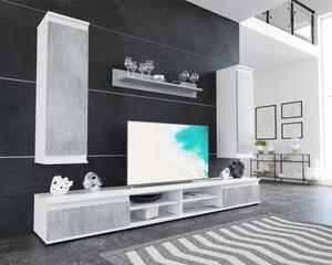 Obývací stěna Nala (šedá, bílá, 220 cm)