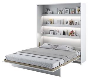 Sklápěcí postel BC-13 180x200 Bed Concept, Barva: bílá / bílý lesk, LED světlo s USB: dvě LED světla s USB, Vnitřní osvětlení pod policemi: s osvětlením políc, LED venkovní osvětlení: s ovětlením - dva lamely Mirjan24 5902928314687