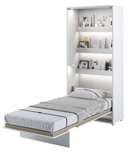 Sklápací postel BC-03 90x200 Bed - Concept, Barva: bílá / bílý lesk, LED světlo s USB: jedno LED světlo s USB, Vnitřní osvětlení pod policemi: s osvětlením políc, LED venkovní osvětlení: s ovětlením - dva lamely Mirjan24 5902928126839