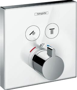 Hansgrohe Shower Select Glass, termostatická baterie pod omítku na 2 spotřebiče, bílá/chromová, 15738400