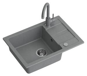 Šedý kuchyňský granitový dřez QUADRON GO- SMART + BATERIE