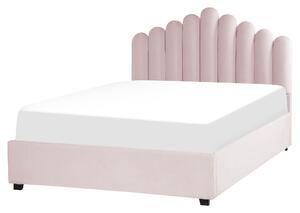 Sametová postel s úložným prostorem 160 x 200 cm růžová VINCENNES