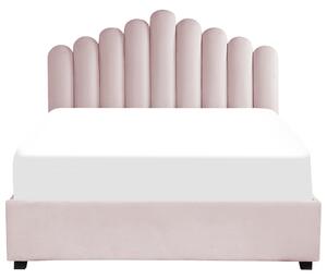 Sametová postel s úložným prostorem 160 x 200 cm růžová VINCENNES