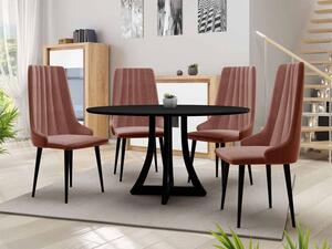 Kulatý jídelní stůl 100 cm se 4 židlemi TULZA 1 - černý / růžový