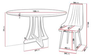 Kulatý jídelní stůl 120 cm se 4 židlemi TULZA 1 - černý / béžový