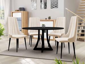 Kulatý jídelní stůl 100 cm se 4 židlemi TULZA 1 - černý / béžový