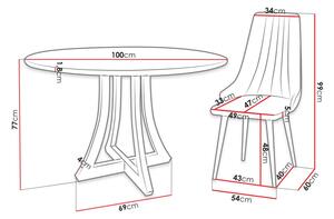 Kulatý jídelní stůl 100 cm se 4 židlemi TULZA 1 - černý / šedý