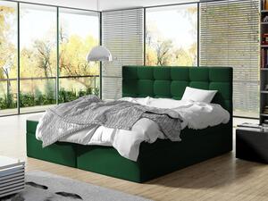 Kontinentální manželská postel 160x200 CAROLA - zelená + topper ZDARMA