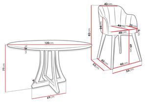 Kulatý jídelní stůl 120 cm se 4 židlemi TULZA 2 - černý / šedý