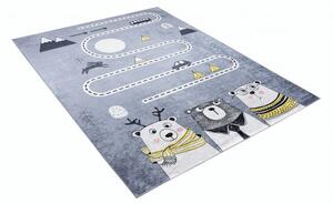 Makro Abra Dětský kusový koberec vhodný k praní BAMBINO 2027 Cesta Medvěd protiskluzový šedý Rozměr: 120x170 cm